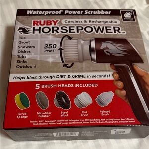 Horsepower Cordless Waterproof Power Scrubber - Brown/White